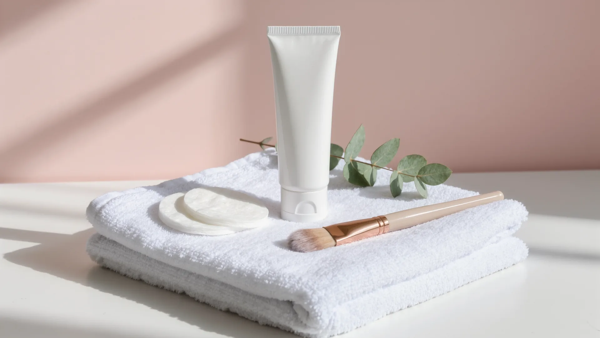 Pflegecreme, Wattepads und ein weiches Handtuch für die Nachsorge nach dem Permanent Make-up